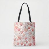 Pink Heart Doodles Pattern Valentijnsdag Tote Bag (Voorkant)