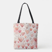 Pink Heart Doodles Pattern Valentijnsdag Tote Bag (Achterkant)