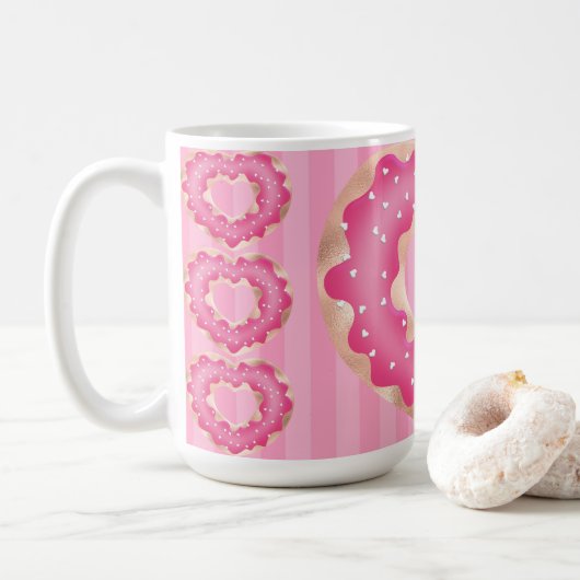Pink Heart Doughnut Koffiemok (Met donut)