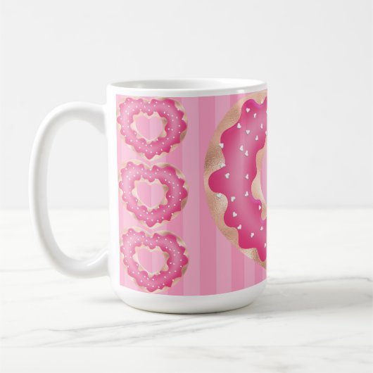Pink Heart Doughnut Koffiemok (Links)