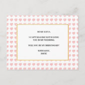 Pink Heart Floral Garland Matron of Ereer Uitnodiging Briefkaart (Achterkant)