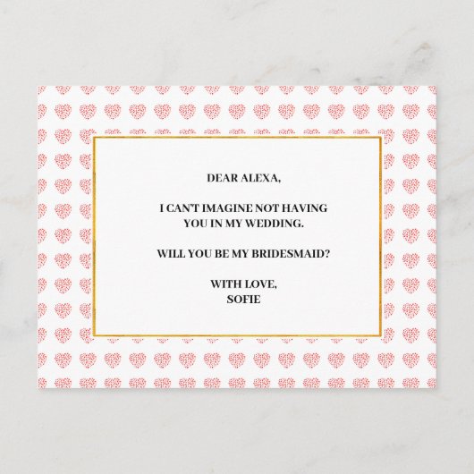 Pink Heart Floral Garland Matron of Ereer Uitnodiging Briefkaart (Achterkant)