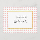 Pink Heart Floral Garland Matron of Ereer Uitnodiging Briefkaart (Voorkant)