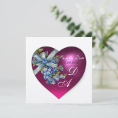 PINK HEART FORGET ME NIET MONOGRAM White Champagne Kaart (Staand voorkant)