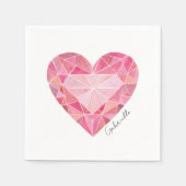 Pink Heart Gem Diamond NAME Waterverf Glam Bling Servet (Voorkant)