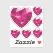 Pink Heart Gemstone Custom-Cut Vinyl Sticker (Vel)