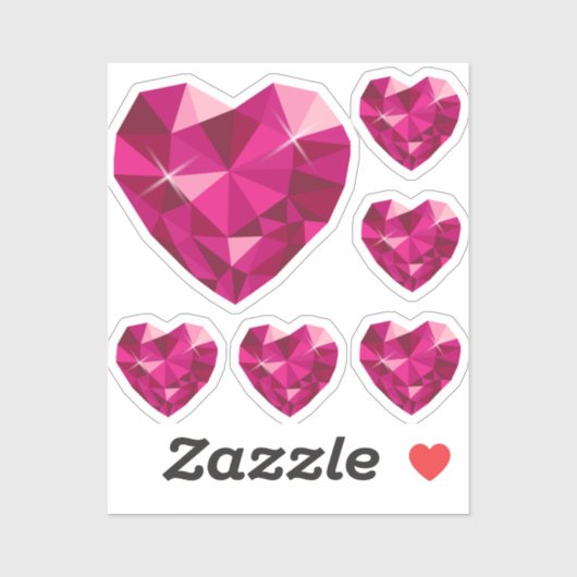 Pink Heart Gemstone Custom-Cut Vinyl Sticker (Vel)