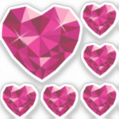 Pink Heart Gemstone Custom-Cut Vinyl Sticker (Voorkant)