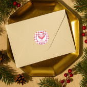 Pink Heart Gingham Plaid Aangepast retouradres Ronde Sticker