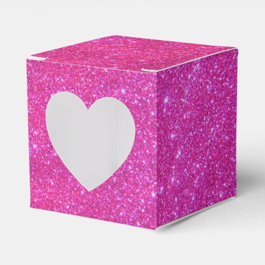 Pink Heart Girly Gift Box Sparkly Glitter 2 Bedankdoosjes (Voorkant Zijde)