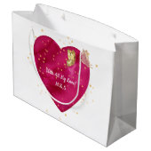 Pink Heart & Gold Butterfly Valentine Wrapping Groot Cadeauzakje (Achterkant Gekanteld)