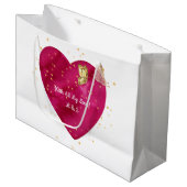 Pink Heart & Gold Butterfly Valentine Wrapping Groot Cadeauzakje (Voorkant Gekanteld)