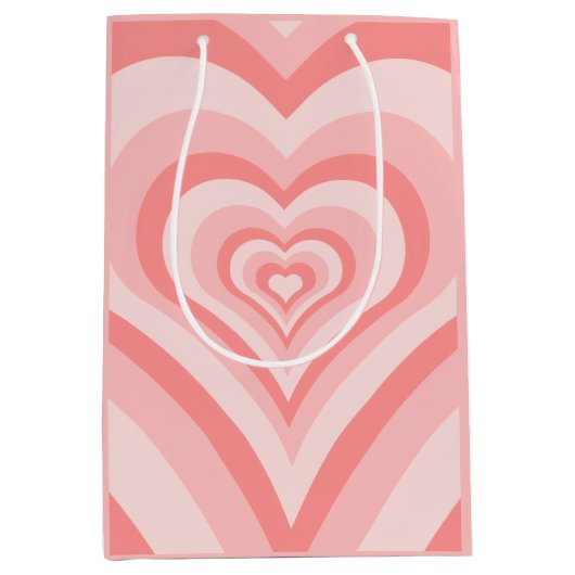 Pink Heart Gradient Pattern – Cute Girly Love Medium Cadeauzakje (Voorkant)
