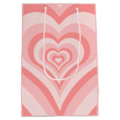 Pink Heart Gradient Pattern – Cute Girly Love Medium Cadeauzakje (Achterkant)