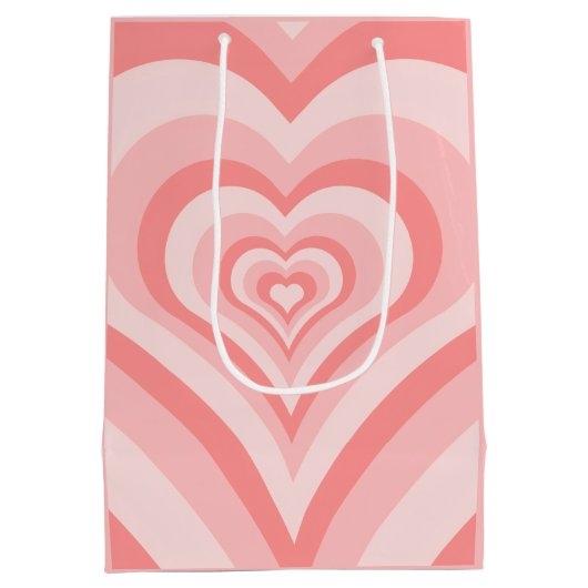 Pink Heart Gradient Pattern – Cute Girly Love Medium Cadeauzakje (Achterkant)