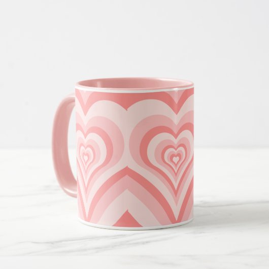 Pink Heart Gradient Pattern – Cute Girly Love Mok (Voorkant links)