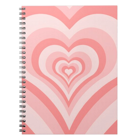 Pink Heart Gradient Pattern – Cute Girly Love Notitieboek (Voorkant)