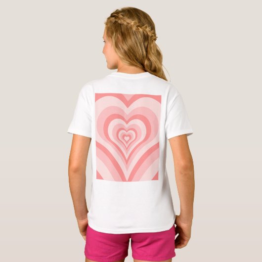 Pink Heart Gradient Pattern – Cute Girly Love T-shirt (Achterkant volledig)
