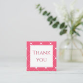 Pink Heart Grid Business Thank You Insert Card Vierkante Visitekaartje (Staand voorkant)
