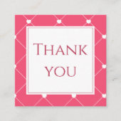 Pink Heart Grid Business Thank You Insert Card Vierkante Visitekaartje (Voorkant)