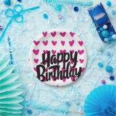 Pink Heart Happy Birthday Paper Bord (Feest)