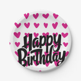 Pink Heart Happy Birthday Paper Bord