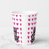 Pink Heart Happy Birthday Paper Cup Papieren Bekers (Rechts)