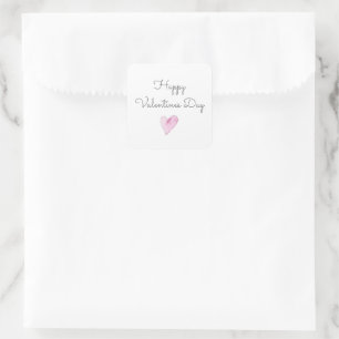 Pink Heart HAPPY VALENTIJNSDAG Sweet Love Vierkante Sticker