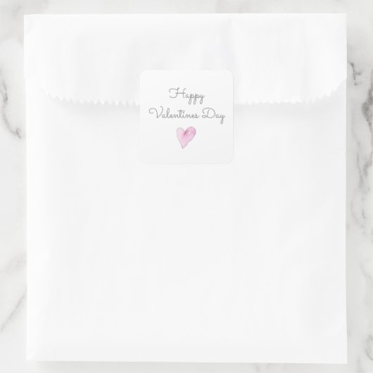 Pink Heart HAPPY VALENTIJNSDAG Sweet Love Vierkante Sticker (Tas)
