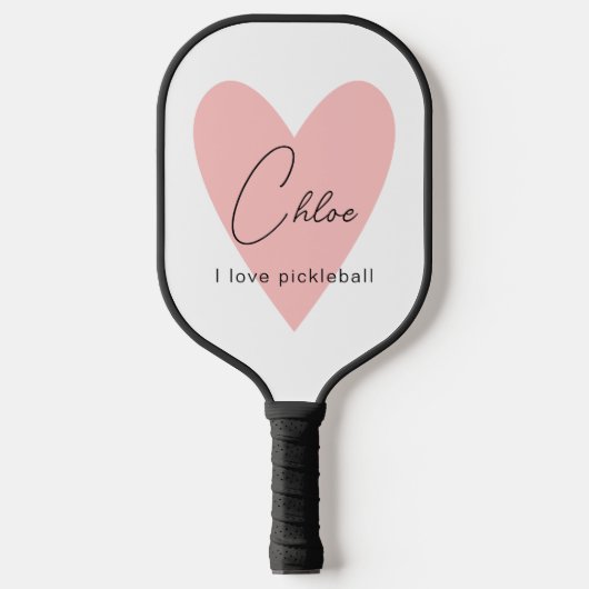 Pink Heart I Love Pickleball Aangepaste naam Paddle (Voorkant)