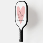 Pink Heart I Love Pickleball Aangepaste naam Paddle (Links)