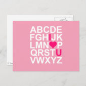 Pink Heart I Love You Briefkaart (Voorkant / Achterkant)