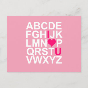 Pink Heart I Love You Briefkaart