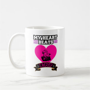 Pink Heart Idol Singing KPop Music Love Design Koffiemok