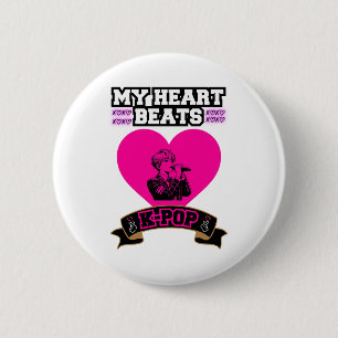 Pink Heart Idol Singing KPop Music Love Design Ronde Button 5,7 Cm