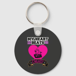 Pink Heart Idol Singing KPop Music Love Design Sleutelhanger