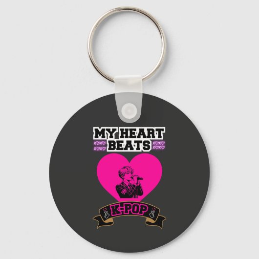Pink Heart Idol Singing KPop Music Love Design Sleutelhanger (Voorkant)
