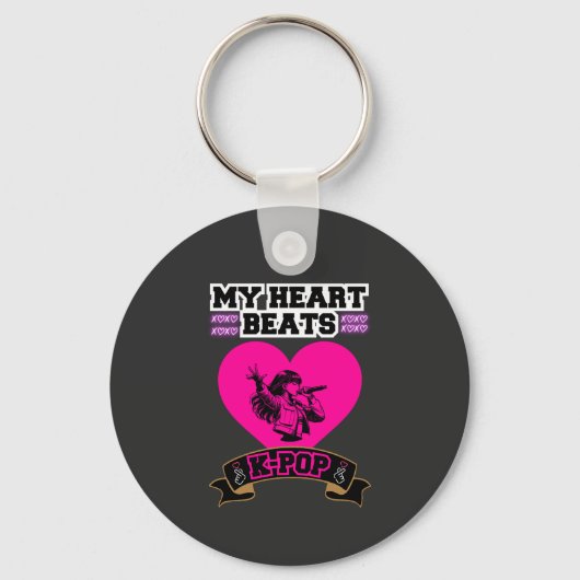 Pink Heart Idol Singing KPop Music Love Design Sleutelhanger (Voorkant)