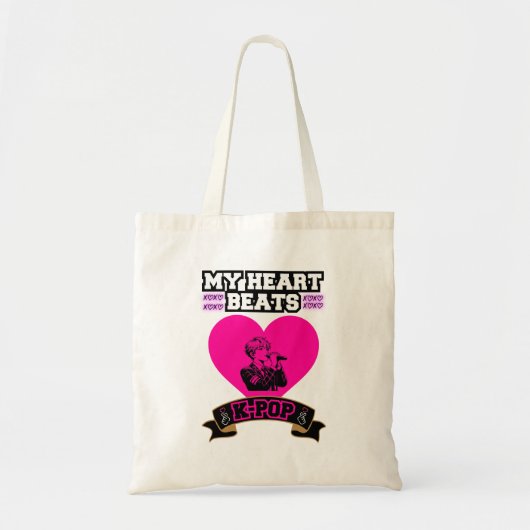 Pink Heart Idol Singing KPop Music Love Design Tote Bag (Voorkant)