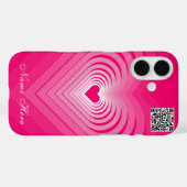 Pink Heart iPhone Case Aangepaste naam en QR-code (Achterkant (horizontaal))