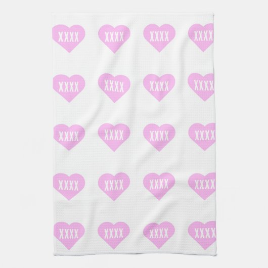 Pink Heart Kiss De Kok Theedoek (Verticaal)