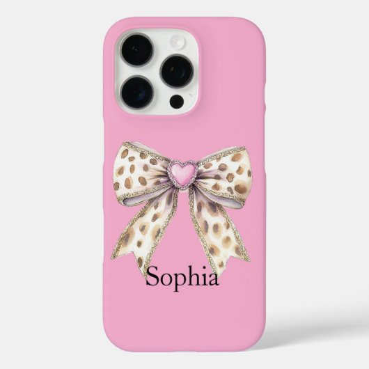 Pink Heart Leopard Girly Bow Case-Mate iPhone Case (Achterkant)