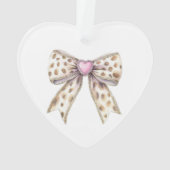 Pink Heart Leopard Girly Bow Kerstmis Ornament (achterkant)