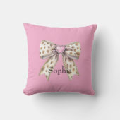 Pink Heart Leopard Girly Bow Kussen (Voorkant)