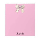 Pink Heart Leopard Girly Bow Notitieblok (Voorkant)