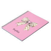 Pink Heart Leopard Girly Bow Notitieboek (Linkerzijde)