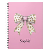 Pink Heart Leopard Girly Bow Notitieboek (Voorkant)