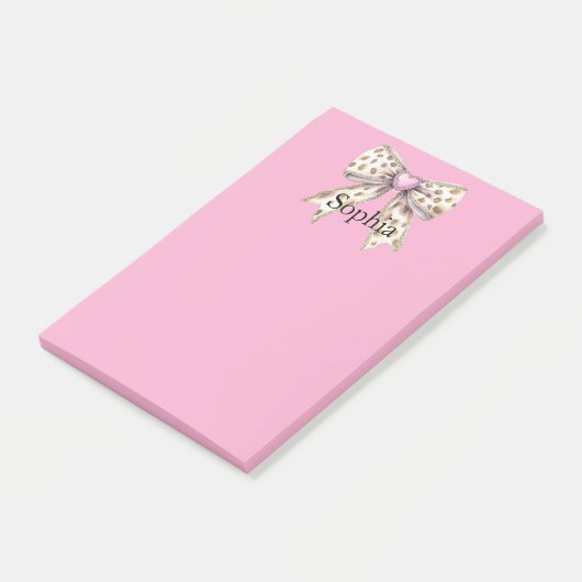 Pink Heart Leopard Girly Bow Post-it® Notes (Schuin)
