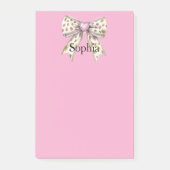 Pink Heart Leopard Girly Bow Post-it® Notes (Voorkant)