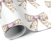 Pink Heart Leopard Girly Bow Verjaardag Cadeaupapier (Rol Hoek)